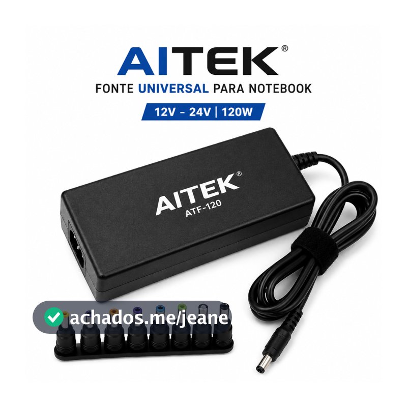 Fonte Carregador Universal para Notebook 120W 8 Pontas 12V a 24V Bivolt