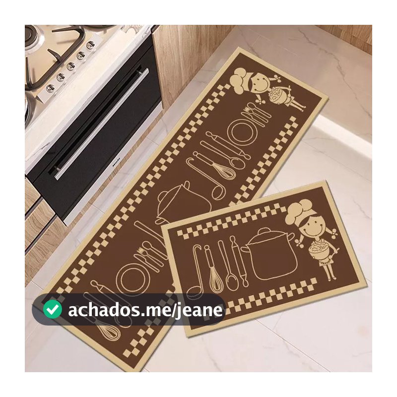Passadeira Emborrachada Para Cozinha com 2 Peças