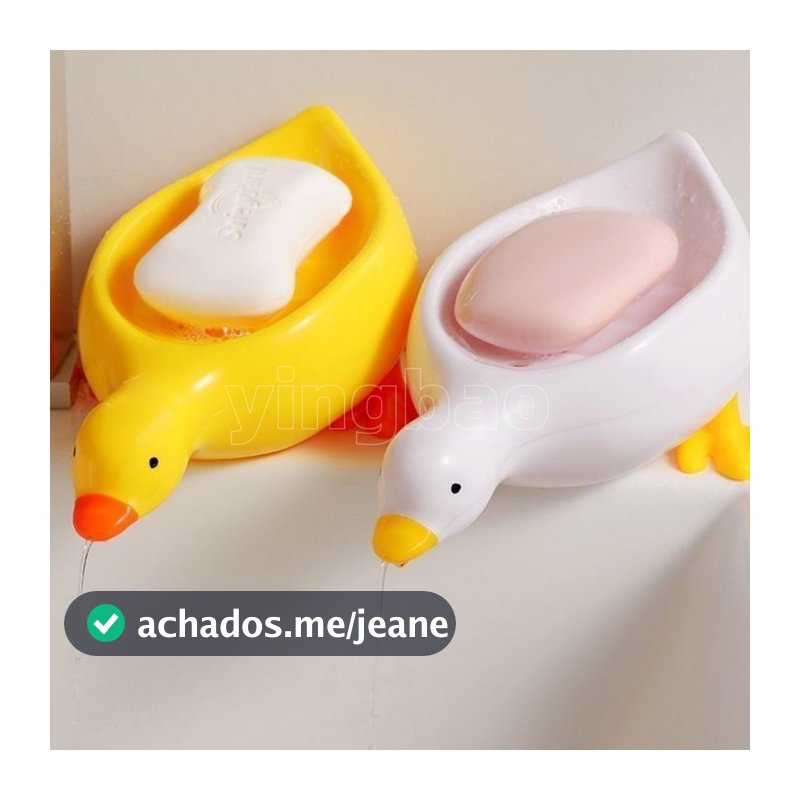 Saboneteira Em Forma De Pato Fofo , 2 Peças , Bandeja De Drenagem De Plástico , Suporte Automática , Rack De Armazenamen