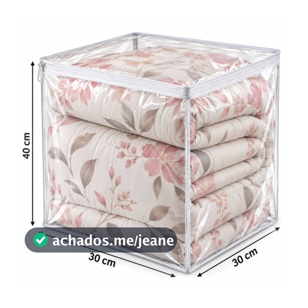 Kit 50 Saco Organizador 30 X 30 X 40 Pvc Transparente com Zíper Guarda-Roupa