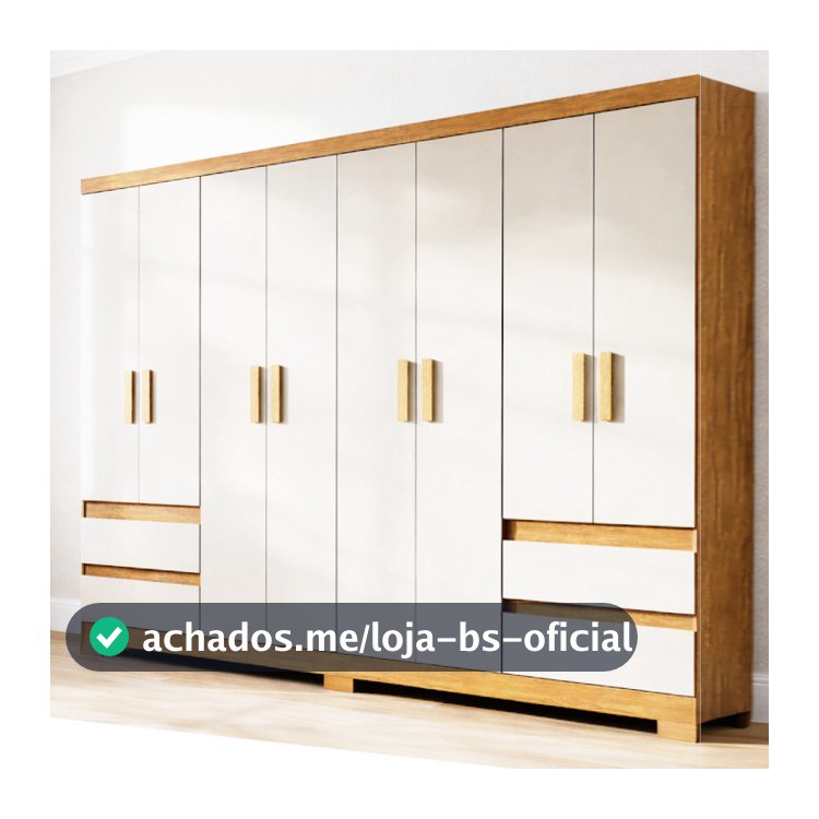 Guarda Roupas Casal Grande 8 Portas e 4 Gavetas Paris Com pés