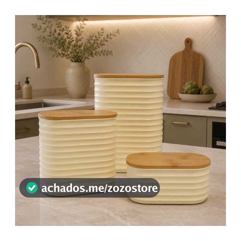 Kit Potes Herméticos para Mantimentos com Tampa de Bambu Organizador Premium Cozinha