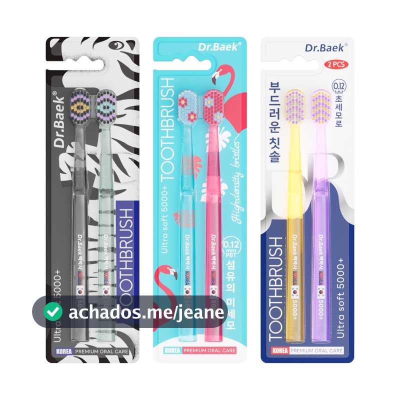 Dr.Baek Escova de Dentes Para Adultos, 5000+ Cerdas Ultramacias 0.12mm,2 unidades