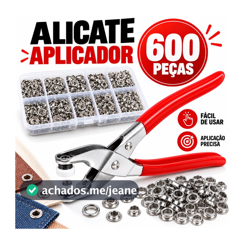 Alicate Aplicador Para Botao De Metal De Pressao Roupa Bebe com 150 botões de roupas