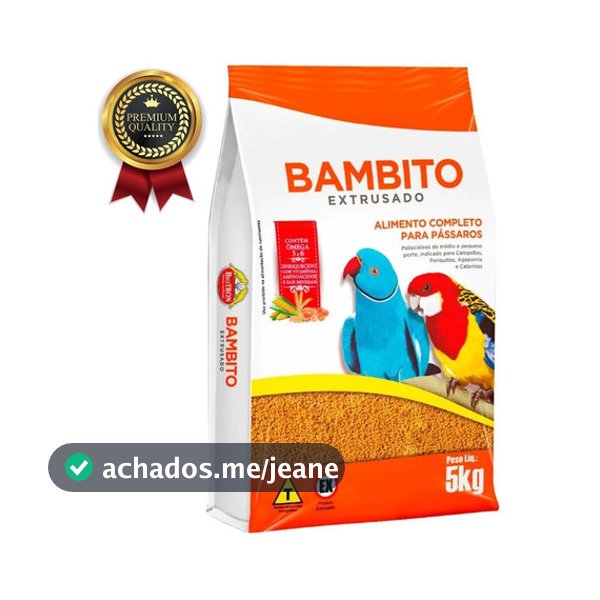 Ração Bambito Extrusado Biotron 5 Kg Original + Top