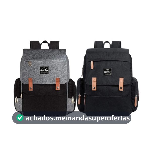 Mochila Maternidade Bolsa Mamãe Bebê Multifunção Grande Cor Cinza/preto