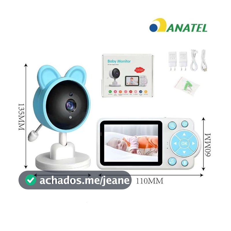 Baba Eletronica Monitor Video bebe HD, 2.4g Wifi Visão Noturna Sensores de Temperatura fang