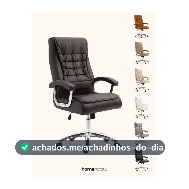 Cadeira California Presidente 150kg Encosto Reclinável NR17 Sistema Relax Couro Sintético