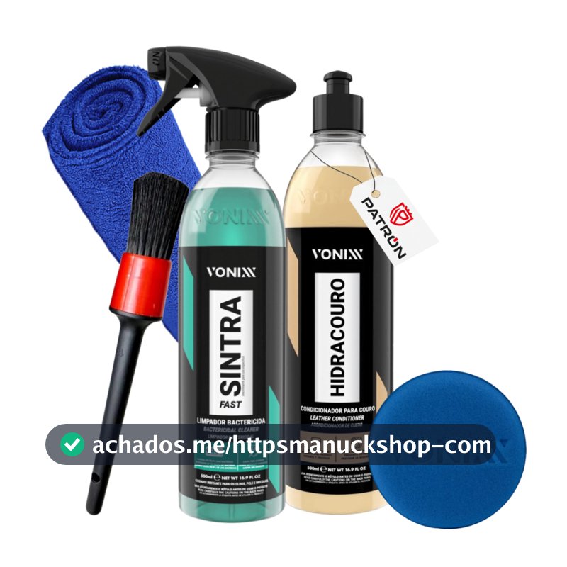 Kit Vonixx Sintra + Hidra Couro Limpeza Interna Carro + Microfibra + Pincel + Aplicador