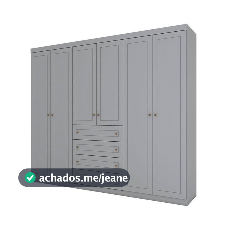 Guarda Roupa Casal Americano 6 Portas Cinza – Henn