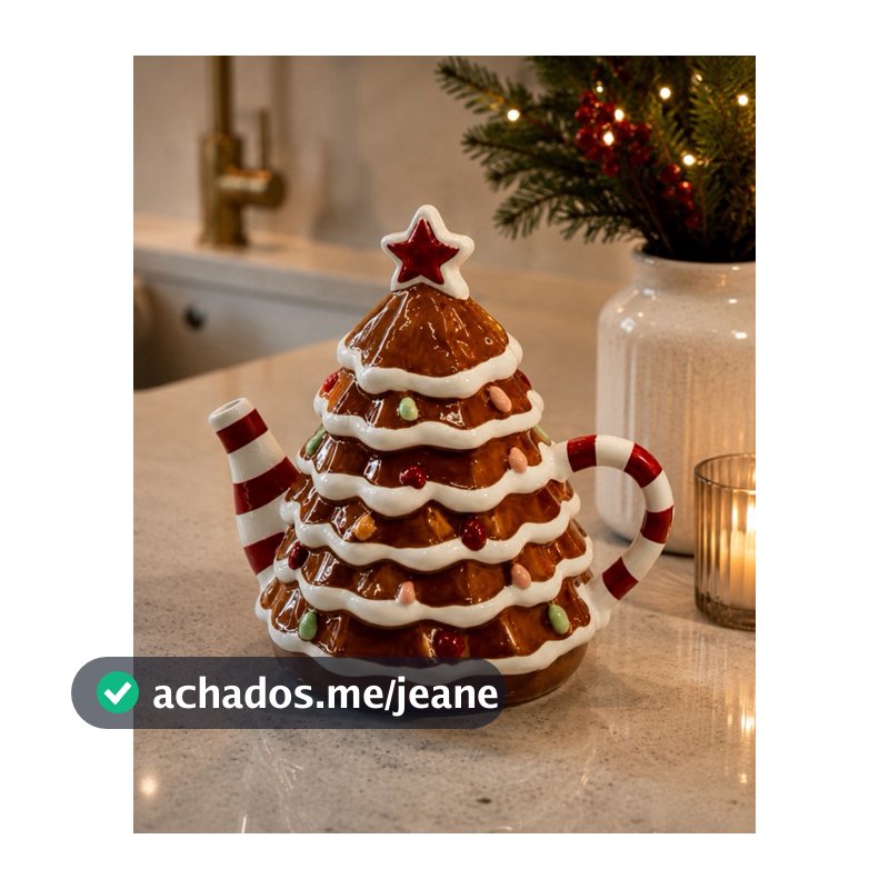 Bule de Natal Gingerbread Árvore de Natal Cerâmica Porcelana Decoração Natalina
