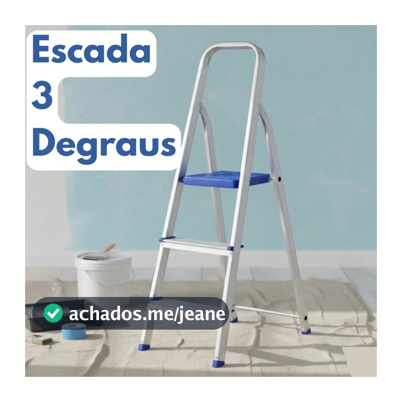 Escada De Alumínio 3 Degraus Doméstica Reforçada Resistente Suporta 120Kg