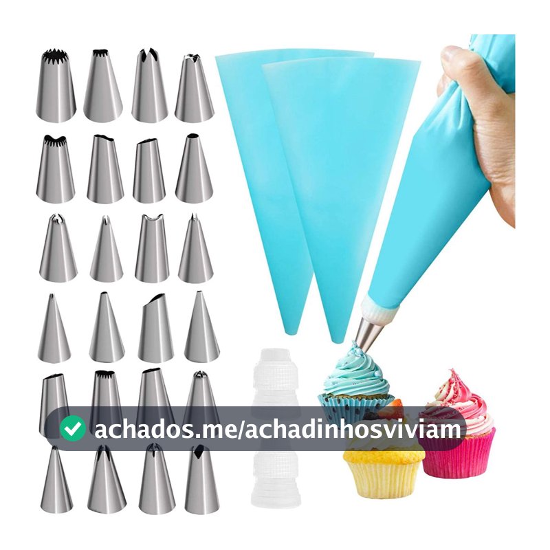 24 Pçs Conjunto De Saco De Confeiteir+ 3 Pçs Espátula Decorativa Artigos de Cozinha