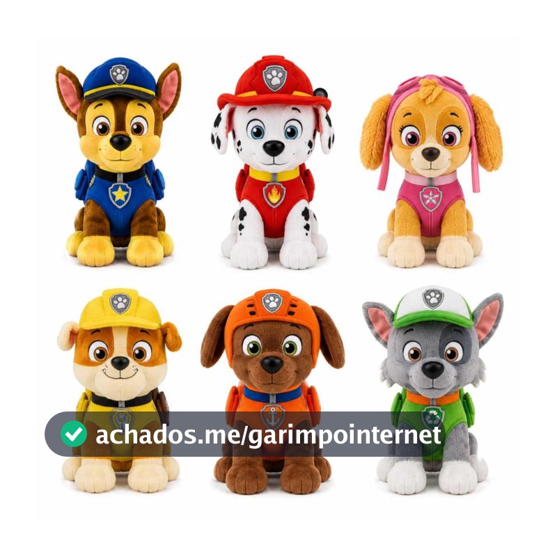Bonecos Pelúcia Filhotes Patrulha Canina Brinquedo Com Som 20cm