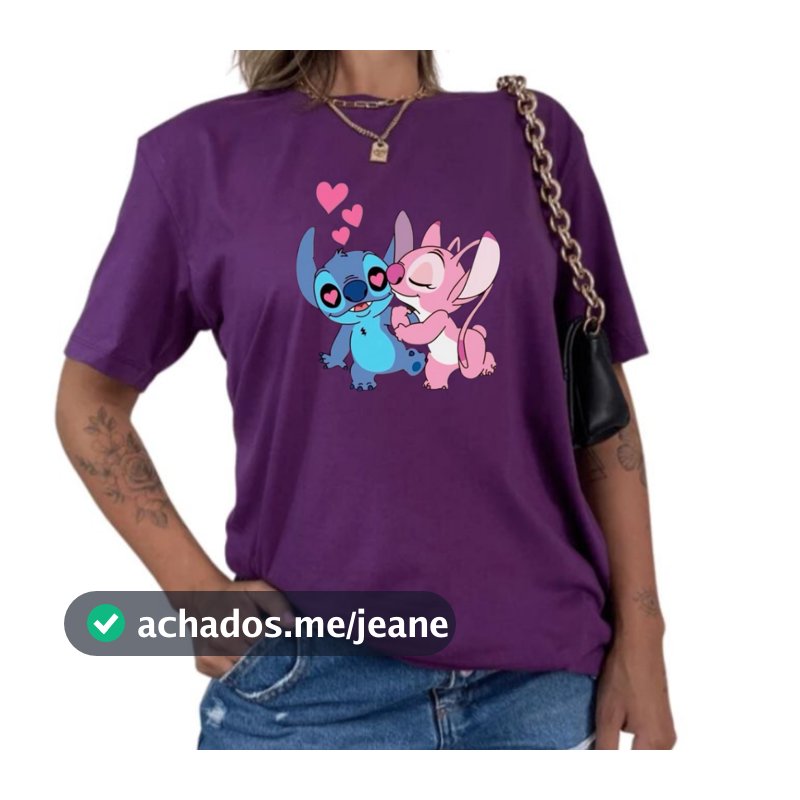 Camisa Stitch Apaixonado Camiseta 100% Algodão Malha 30.1 Casual