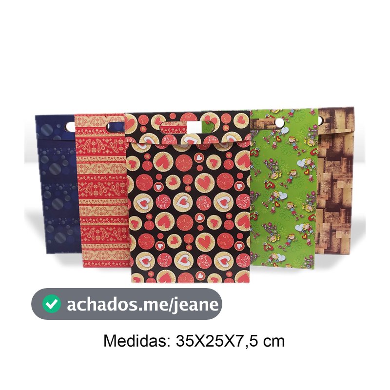 3 Sacola Presente Kraft 35x25cm Estampada - Infantil - Natal