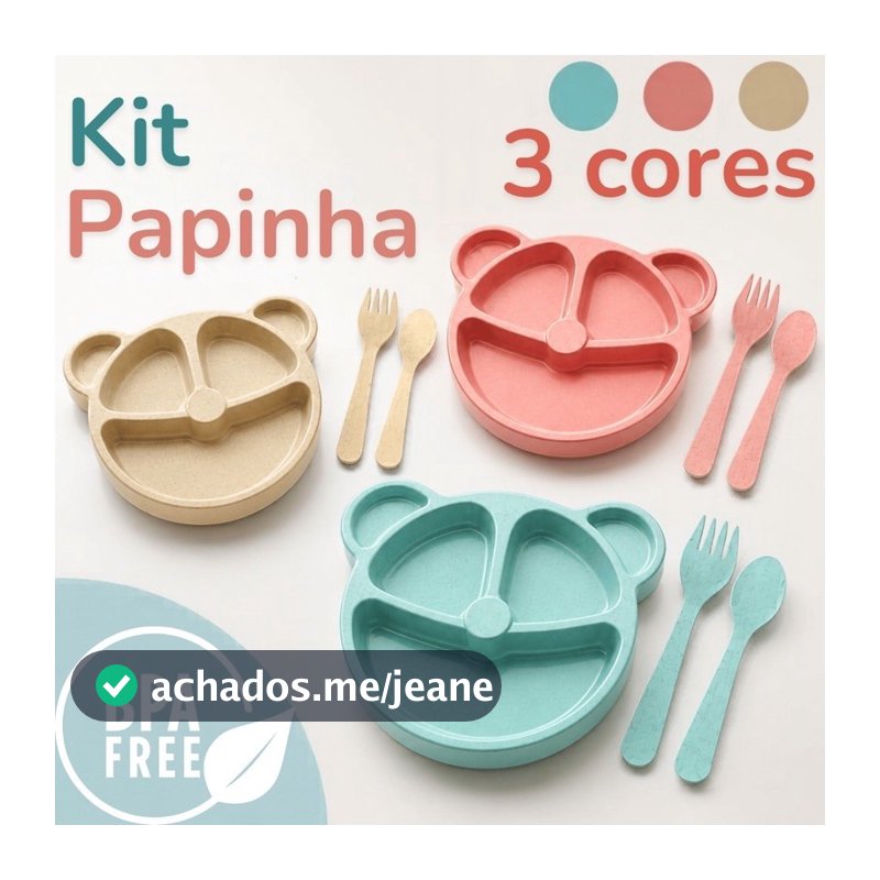 Pratinho Infantil 3 peças, Introdução Alimentar Bebê, Kit Alimentação Infantil