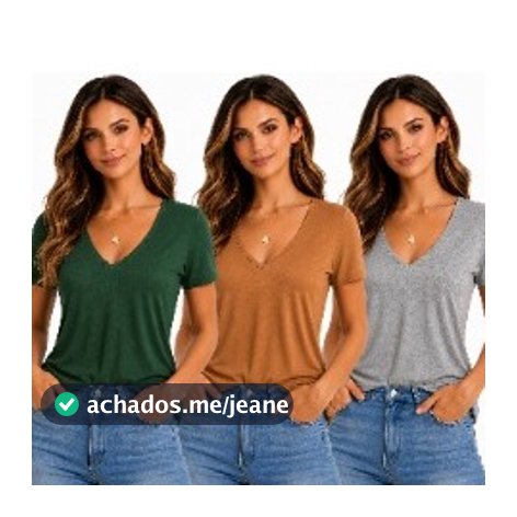 Kit 3 Blusas Femininas Manga Curta Gola V Confortável Elegante Casual Verão