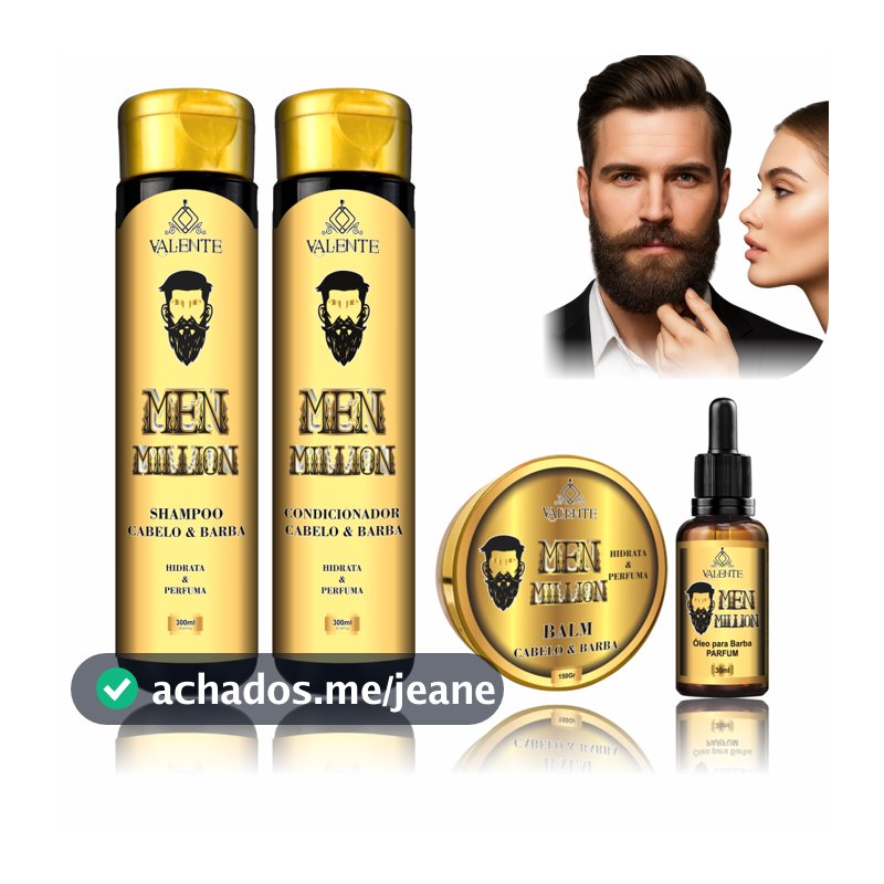 Kit Men Barba Completo Valente Shampoo Condicionador Balm e Óleo