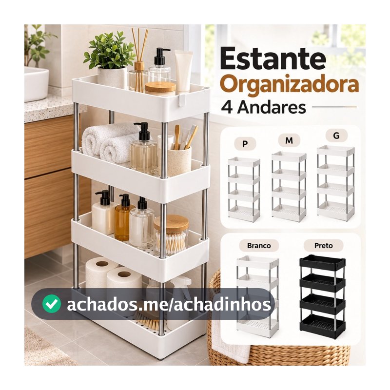 Estante Prateleira Multiuso 4 Níveis Organizador Vertical para Cozinha Banheiro e Escritório