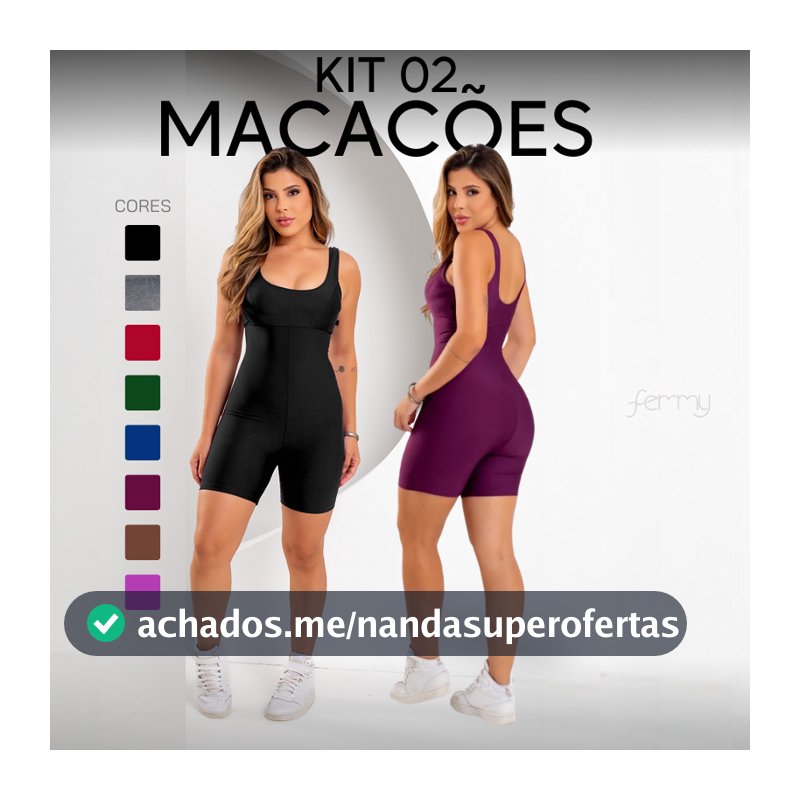 KIT 2 Macaquinho Macacão Fitness Academia EXCELENTE QUALIDADE (COM BOJO REMOVIVEL)