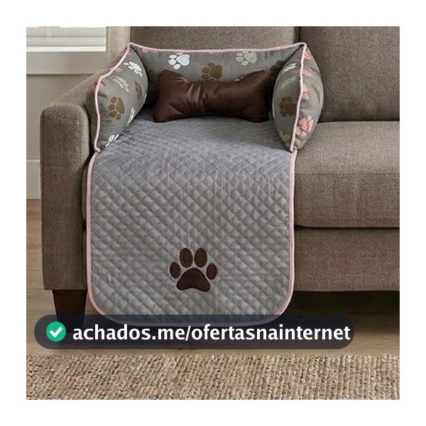 Caminha Protetora de Sofá Pequeno Impermeável para Cachorro e Gato Lavável com Zíper e Almofada