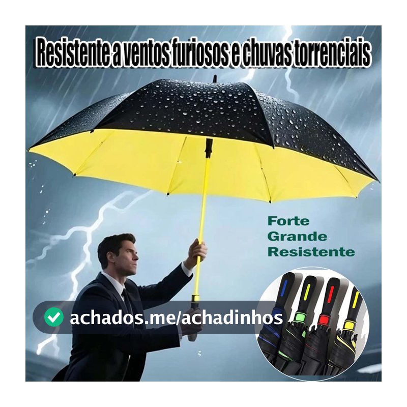 Guarda-Chuva Grande Automático - Fibra de Vidro Blackout para Proteção UV, Reforçado para Tempestade！