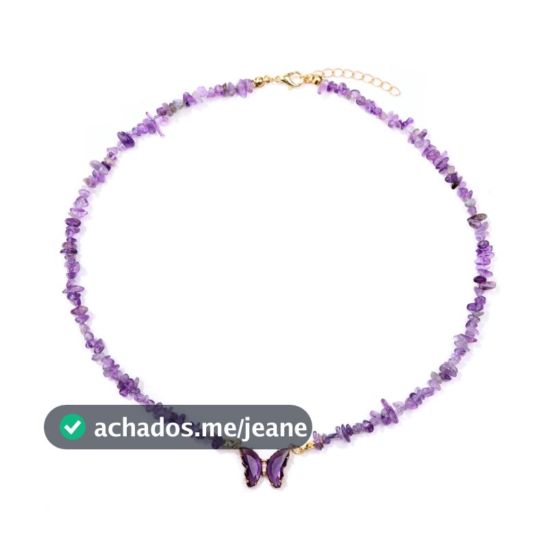 IVIAPRO Colar de Borboleta Cristal Ametista Roxa Natural Pedra Chip Joia Feminina Presente Para Mulher Dia dos Namorados