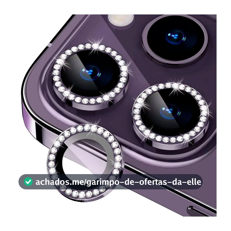 Diamante  lente Película Câmera Strass Brilho Compatível Com iphone 11 16Proteção Prateadoercadozendob