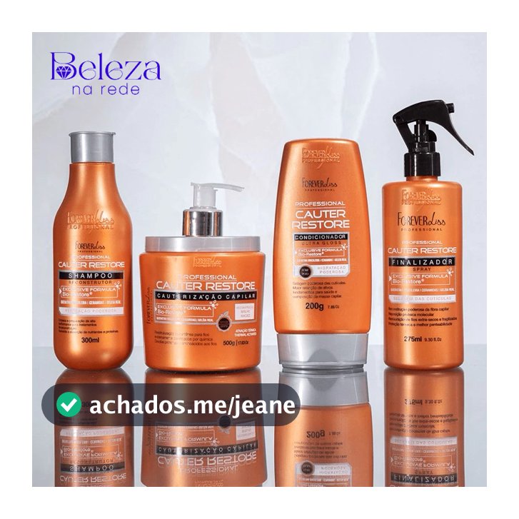 Kit Completo Cauterização Capilar Cauter Restore Forever Liss 4 Itens Restauração e Nutrição