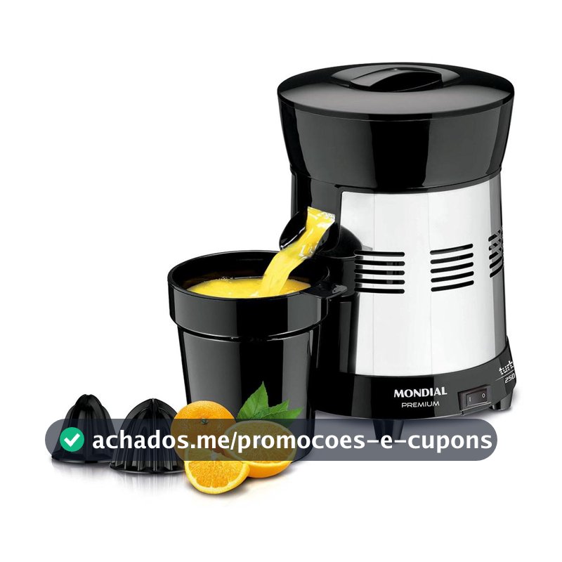 Extrator de Sucos Turbo Premium Mondial Preto e Inox 250W E-10