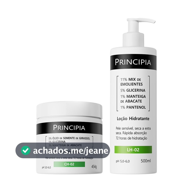 Principia Kit Hidratação Corporal Dupla c/ Loção Hidratante LH-02 500ml + Creme Hidratante CH-02 454g