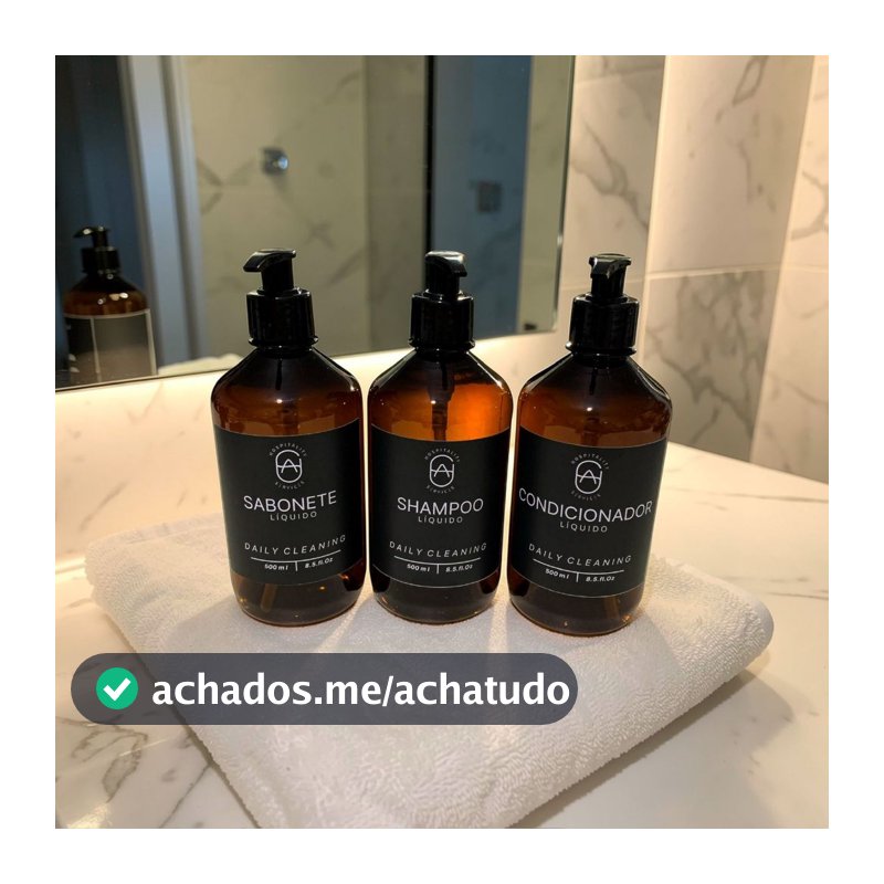 Kit 3 Dispensers Âmbar 500ml com Válvula Pump – Sabonete, Shampoo, Condicionador | Dispenser para Banheiro | Minimalista