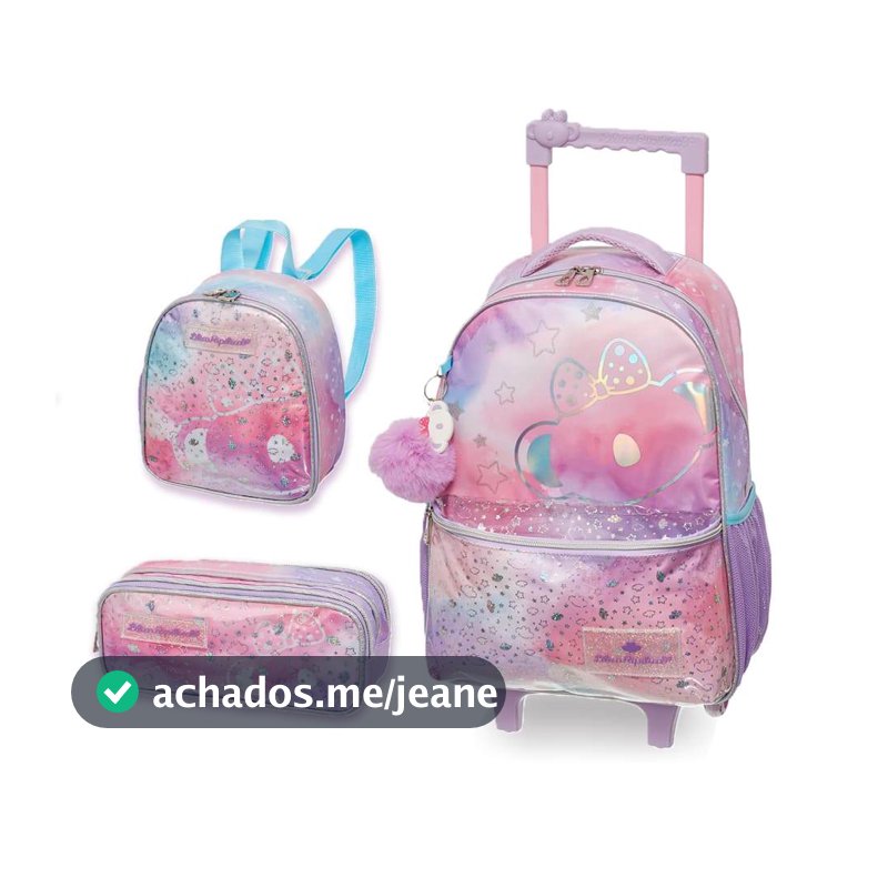 Kit Mochila Lancheira Estojo Lilica Ripilica Rodinha Bublles Pacific
