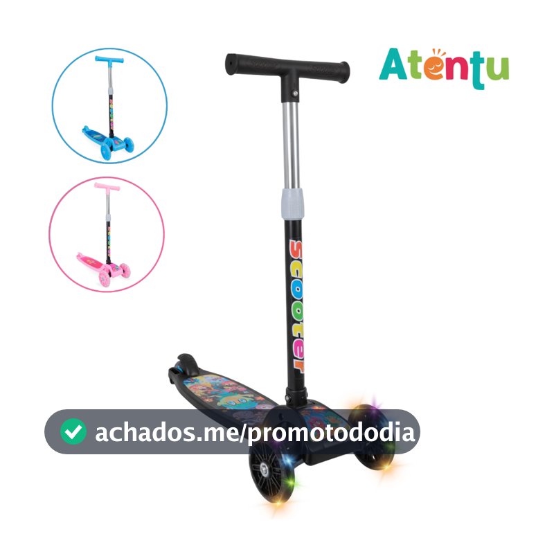 Patinete infantil 3 rodas com led luzes dobrável ajustável menino menina