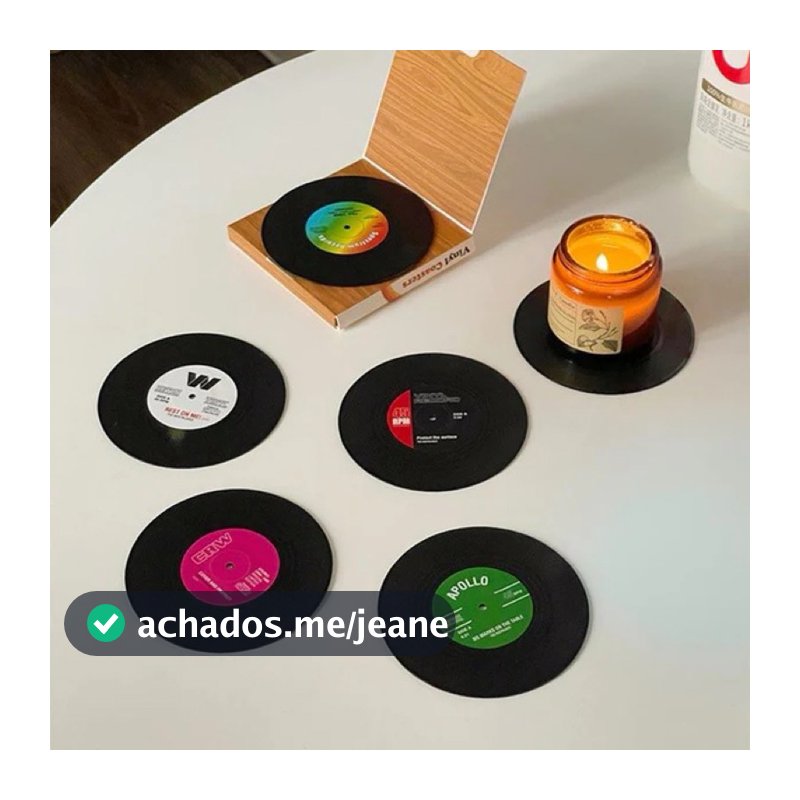 Porta copos Disco de vinil com 6 unidades