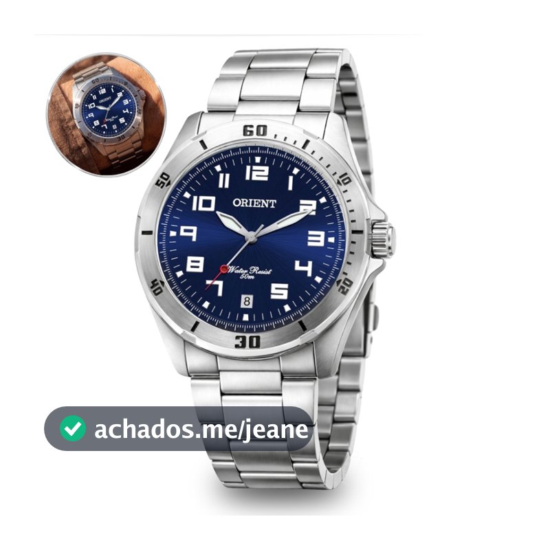 Relógio Orient Analógico Masculino Clássico Prateado Quartz Em Aço Inoxidável Calendário Prova D'água 50 Metros Original