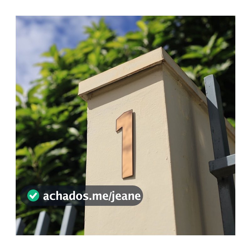 Número residencial decorativo para área externa ou interna 13 cm bronze espelhado em acrílico