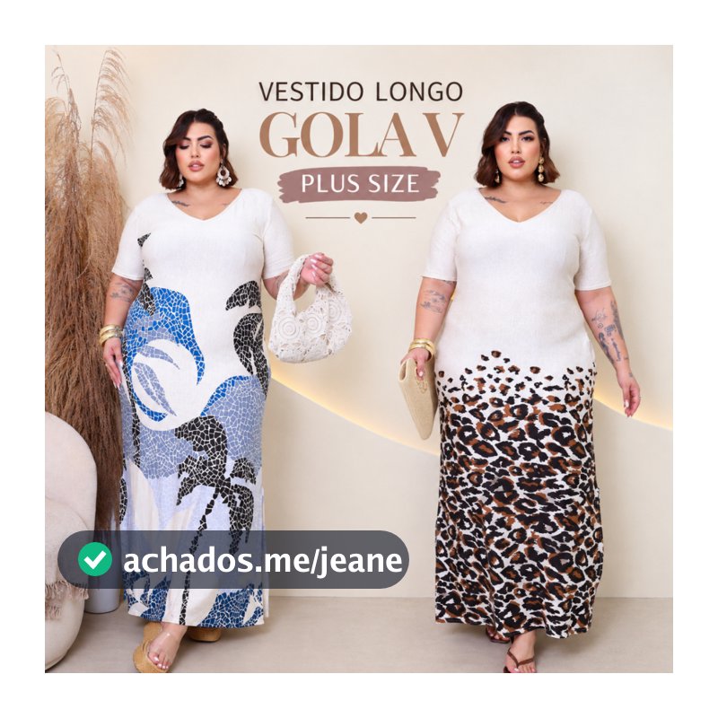 Vestido Feminino Longo Gola V  Pus size Moda Evangelica Festa Verão Casual Elegante Versátil 44 a 58
