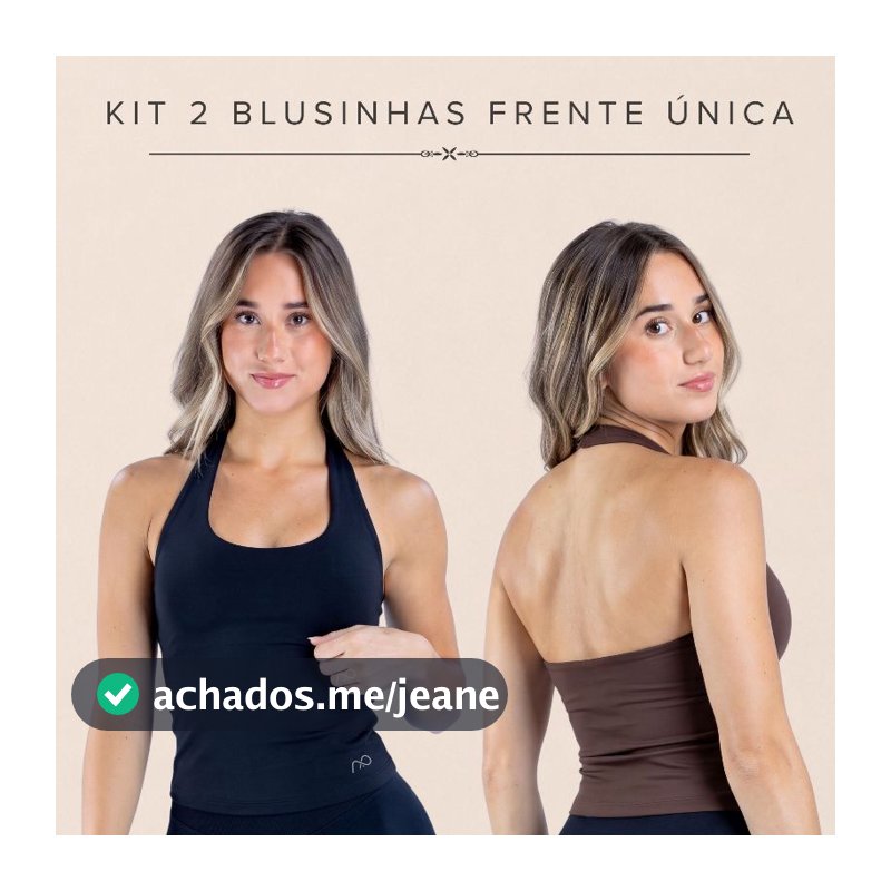Kit 2 Regata Frente Única Poliamida Costa Nua Premium Halter Forro Duplo