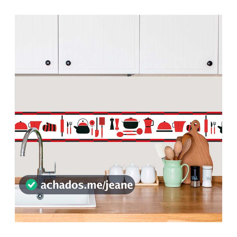 Borda decorativa adesivo faixa para cozinha diversos modelos - 100 x 10 cm