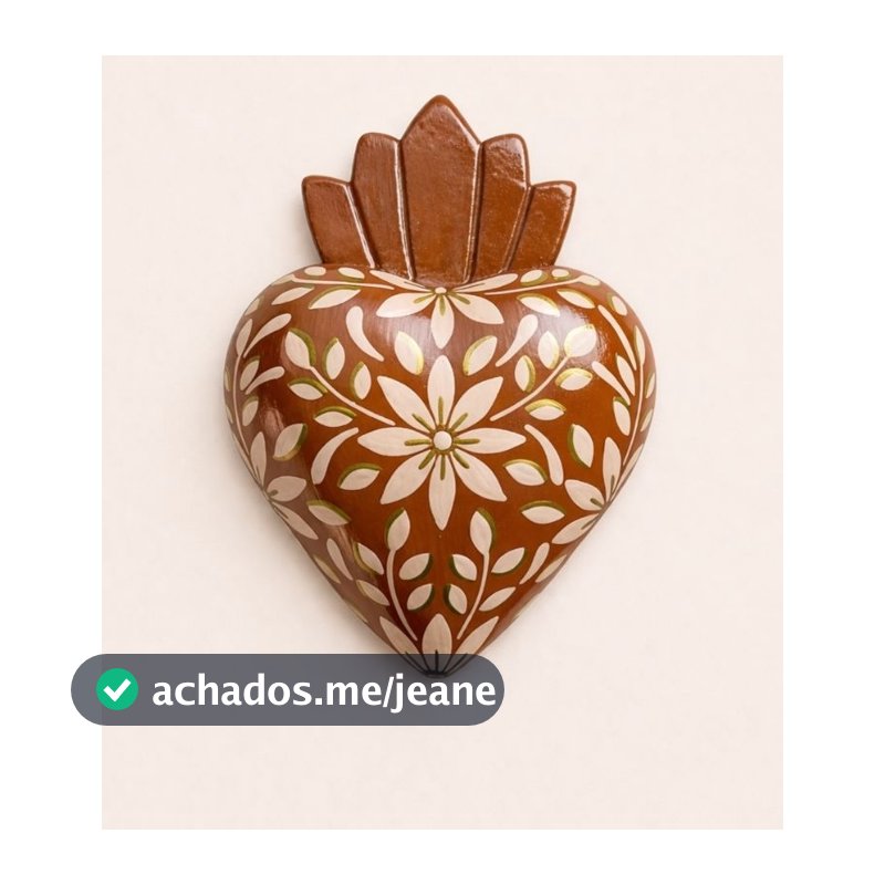 Coração mexicano Milagrito Marrom, enfeite de parede 13cm por 9 cm, gesso pedra leia a descrição.