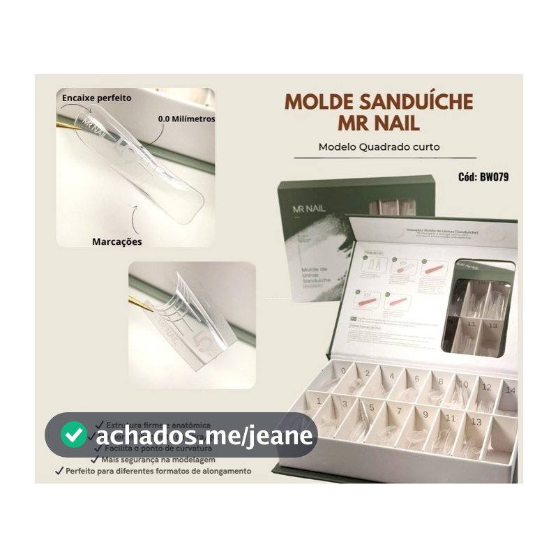 Estojo 240 Moldes Mr Nail Duplo F1 Sanduíche
