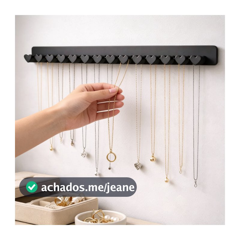 Kit 5 Organizador de Joias Pendurar Coração de Parede Expositor Suporte Colares Pulseiras Dupla Face