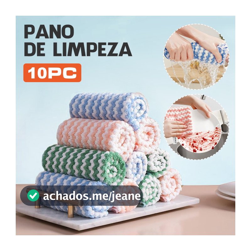 Kit 12 Pano de Limpeza de Microfibra Reutilizável   Alta Absorção Fácil de Limpar