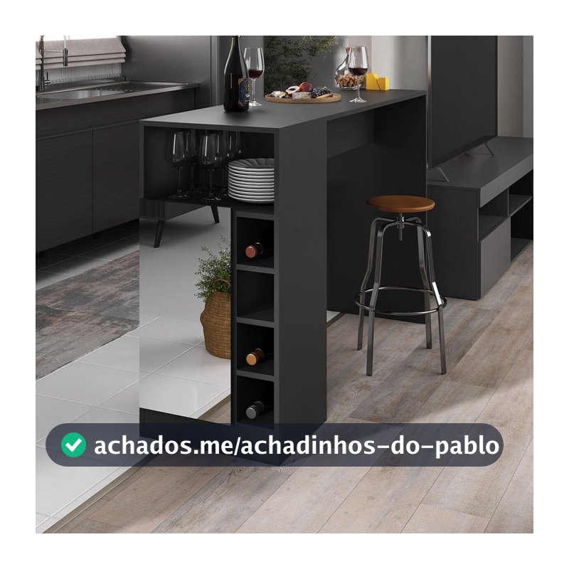 Bancada Balcão/Mesa de Cozinha com Adega 1 Porta e Espelho Multimóveis MP2248