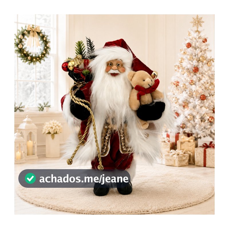 Papai Noel com Urso Decoração de Natal Enfeite Natalino