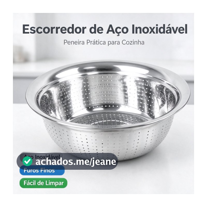 Escorredor De Arroz Inox Legumes Frutas Multiuso Cozinha Alça Coador Peneira Drenagem Inoxidável