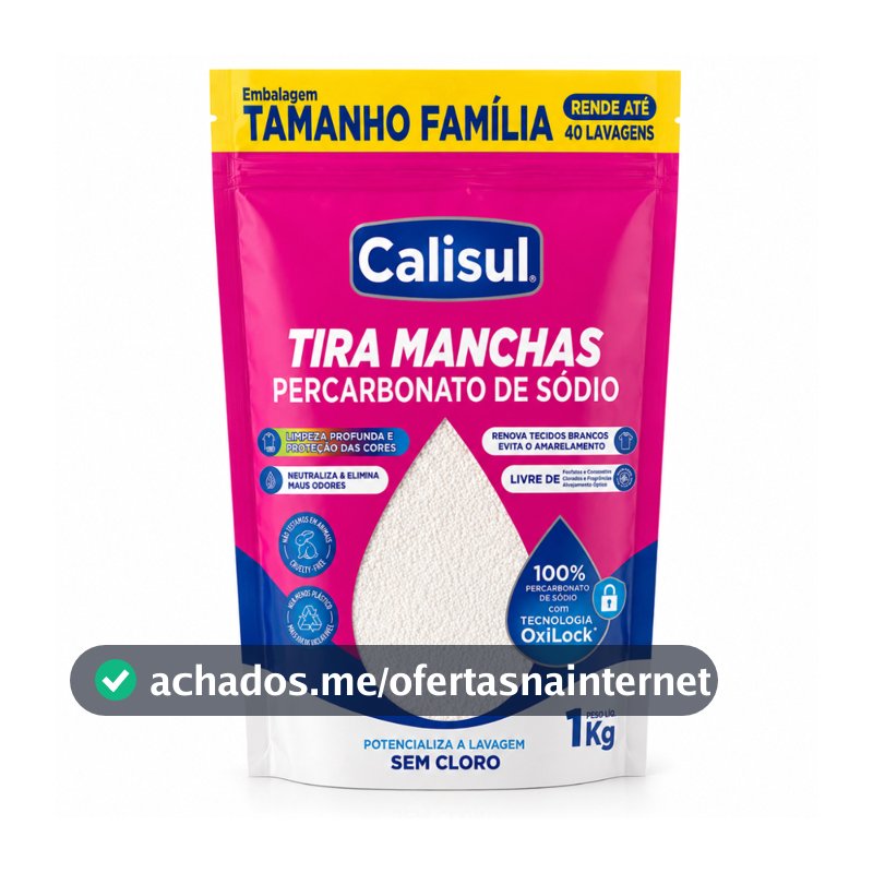 Percarbonato de Sódio Calisul Puro Granulado Removedor de Manchas para Roupas Brancas e Coloridas