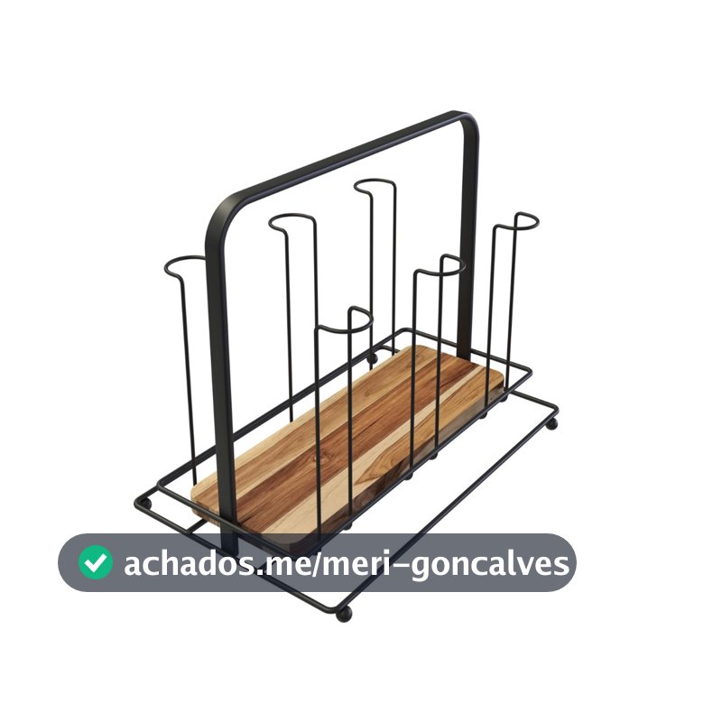 Porta Copos De Mesa Madeira Cozinha Pia Aço Preto Organização Mesa Posta